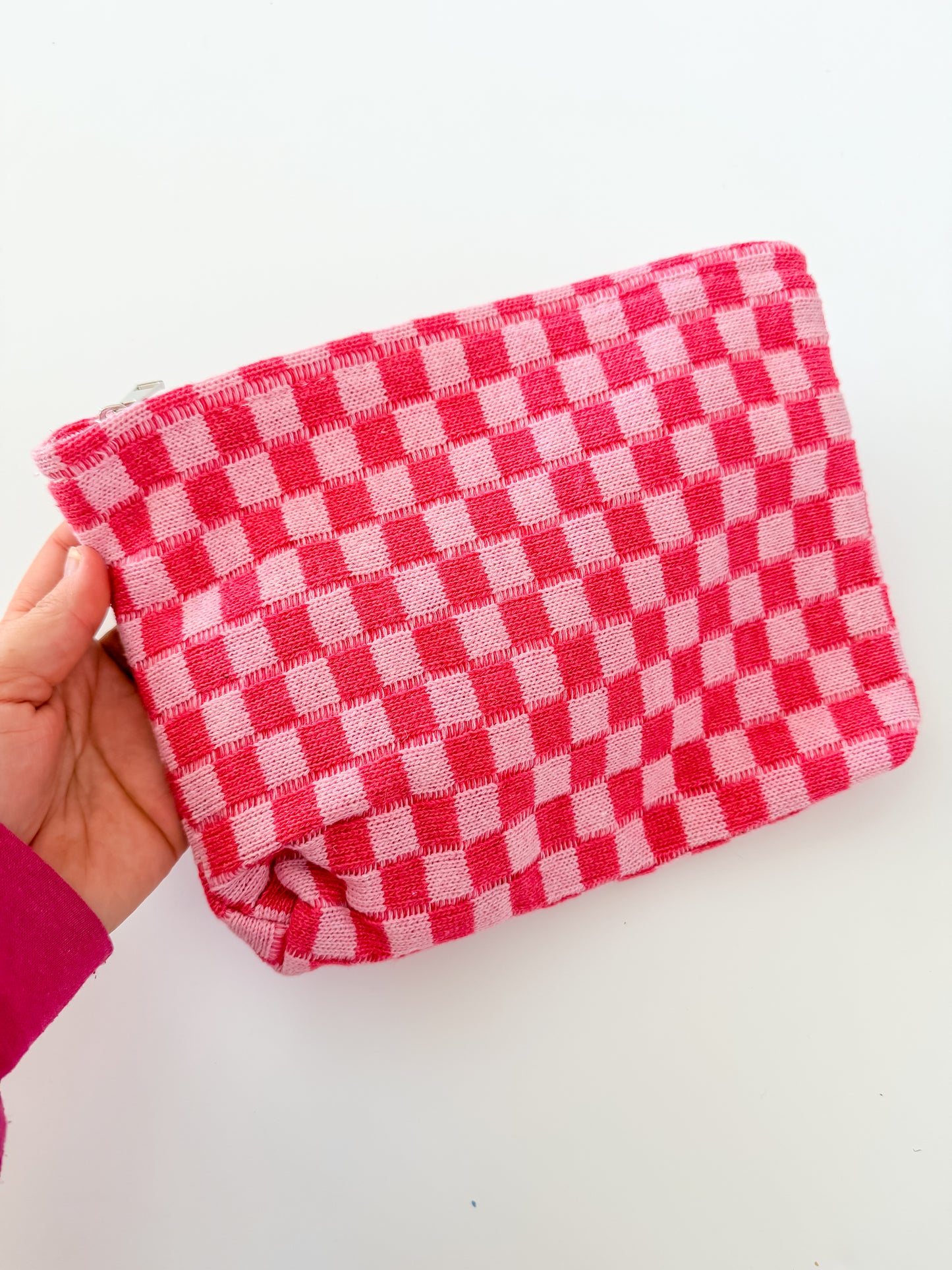 Pink Checkered Pouch