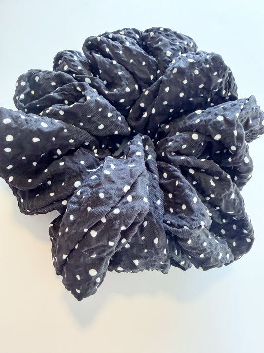 Black Dottie Jumbo Scrunchie