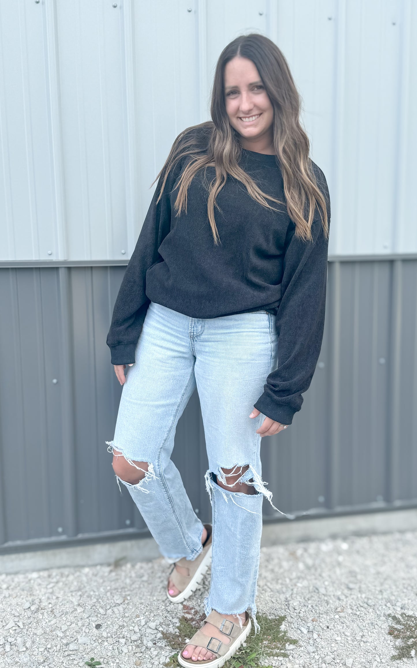 Black Corded Sweatshirt