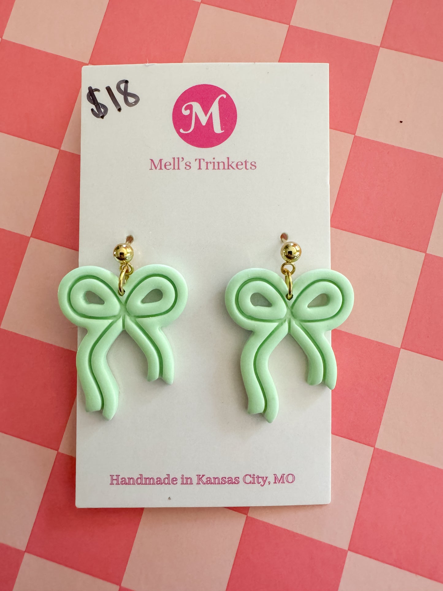 Green Bow Earrings