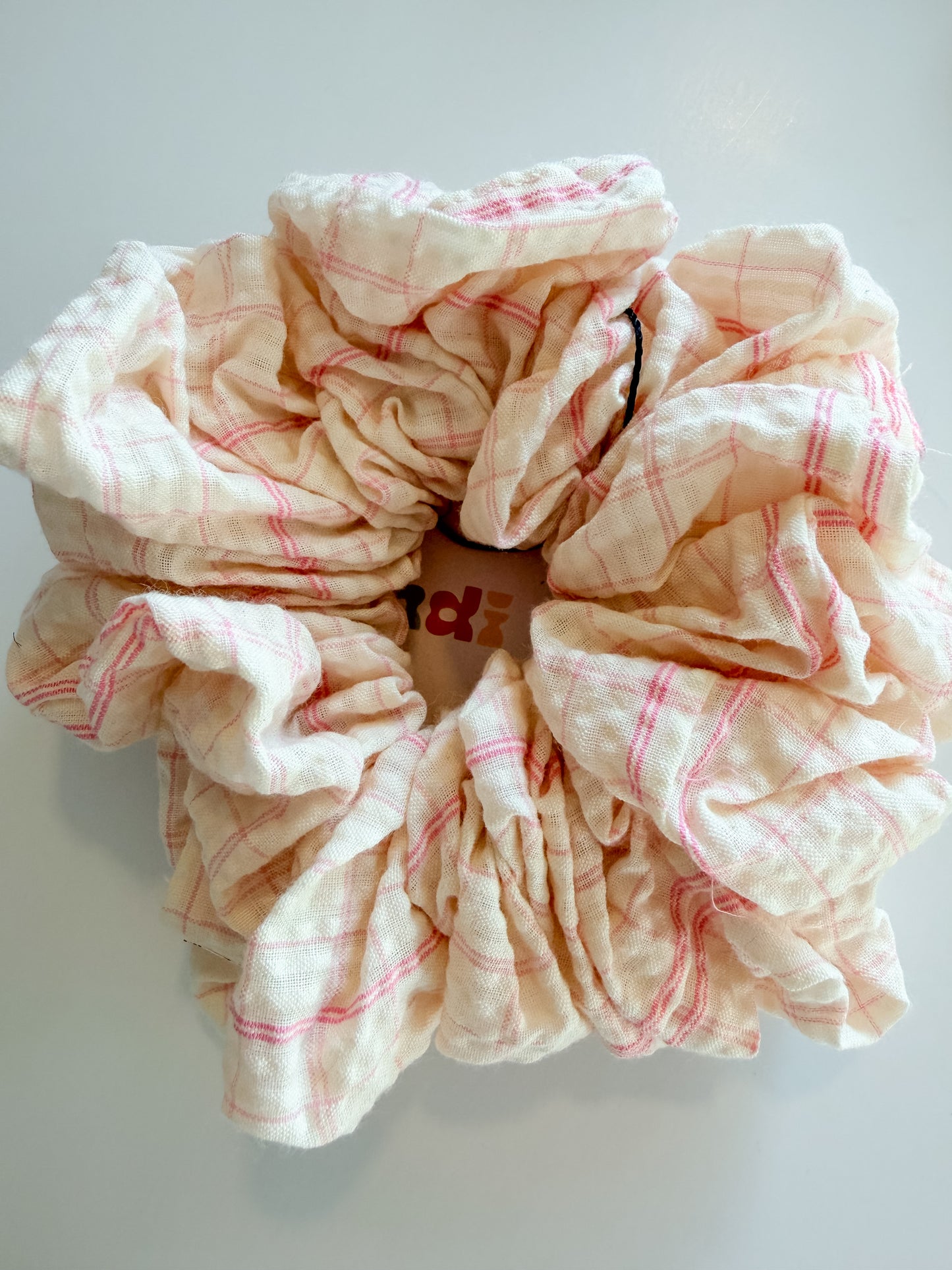 Pink Gingham Jumbo Scrunchie