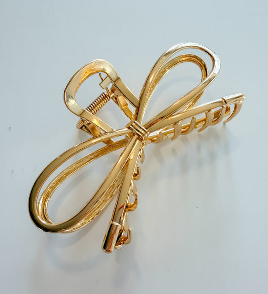 Gold Bow Claw Clip