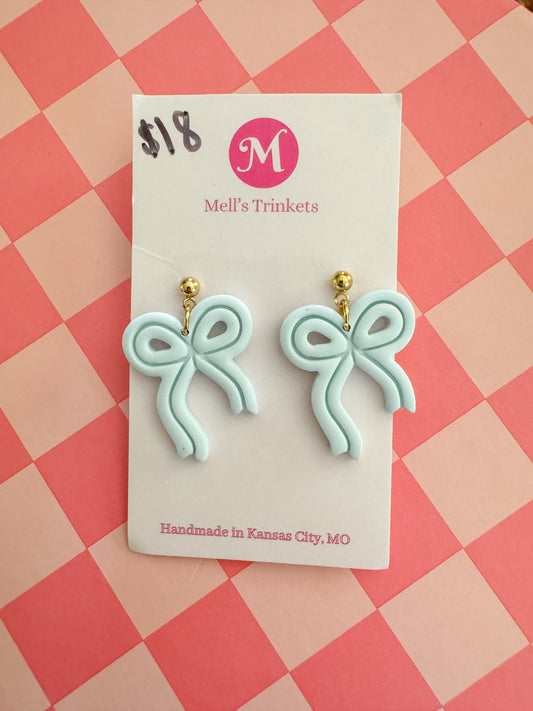 Blue Bow Earrings